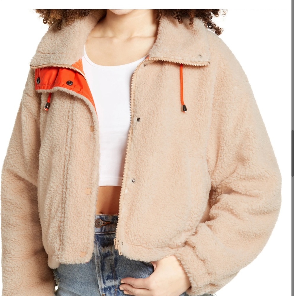 BP Neon Faux Shearling Bomber Jacket Size small